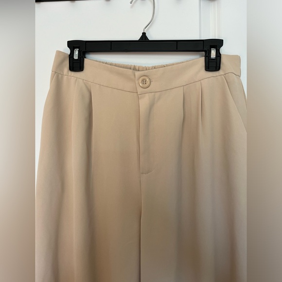 Haute Monde High Waist Beige Wide Leg Palazzo Trouser Pant | Large - Picture 2 of 8